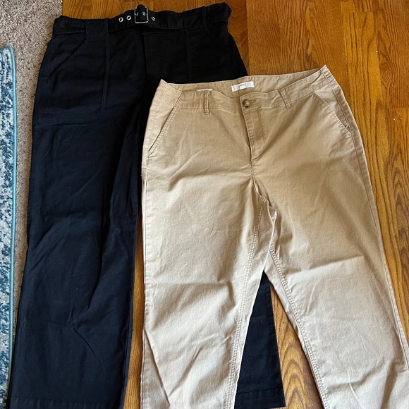 2/$25 Loft NWOT khaki utility pants in black and tan - Picture 1 of 10